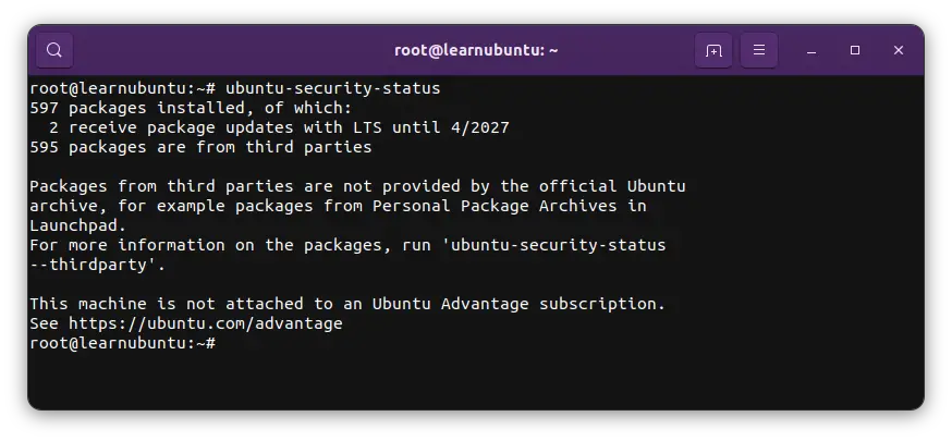 Checking Ubuntu support status in command line