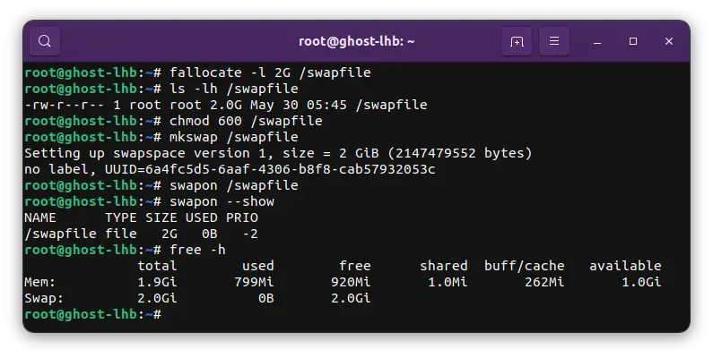 Create and enable swap space on Ubuntu