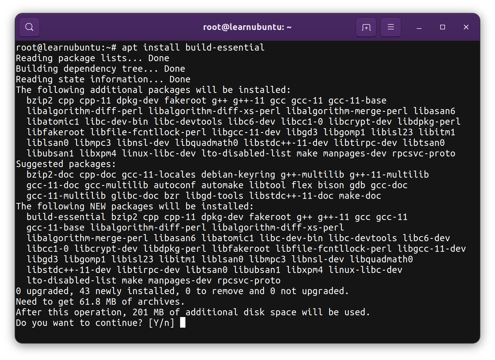 Install Build Essential package in Ubuntu