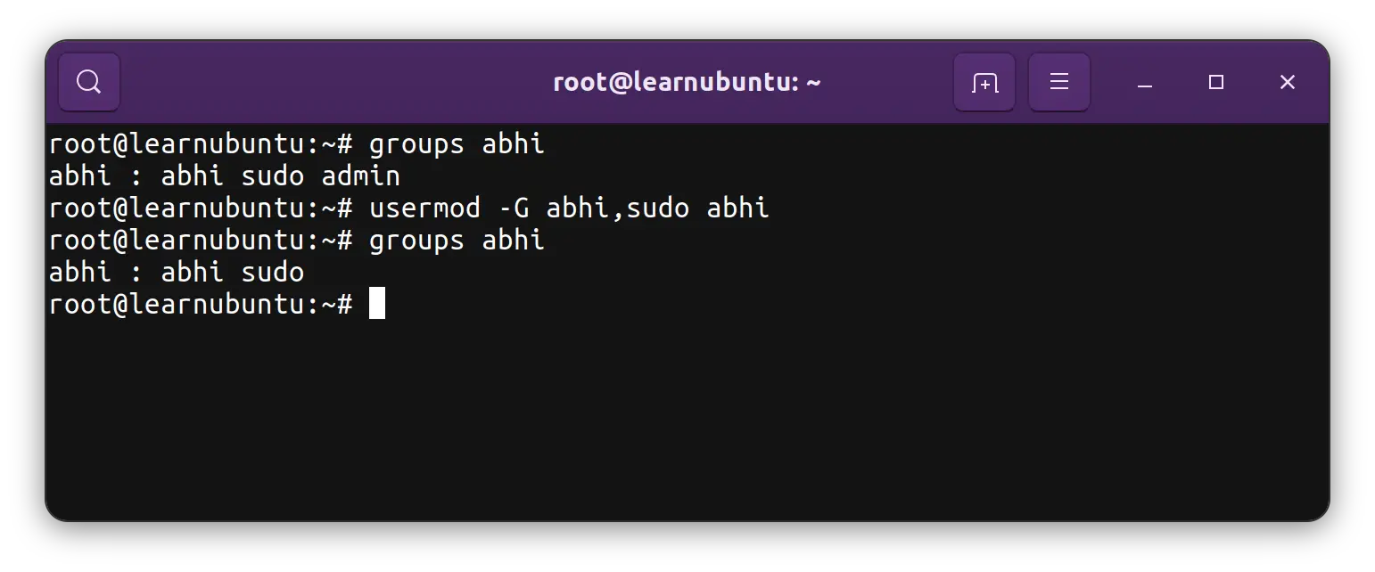 Removing user from group in Ubuntu