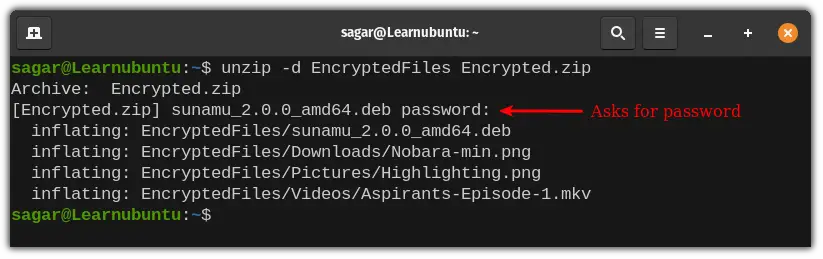 Encrypted zip file needs password while etracting