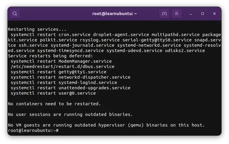 restarting services in ubuntu