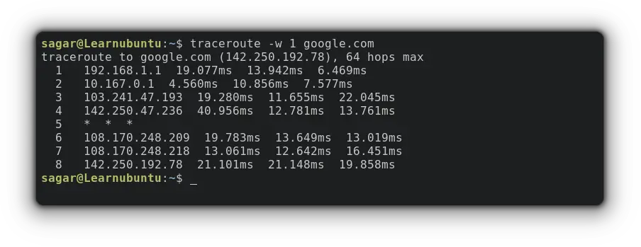 configure response time in traceroute