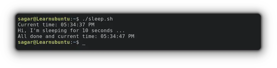delay shell script execution in linux using sleep command