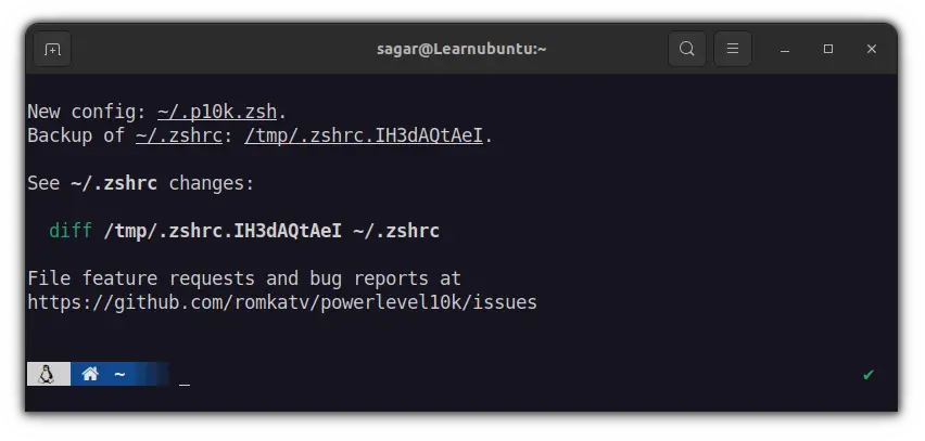 new config and backup config file of Zsh