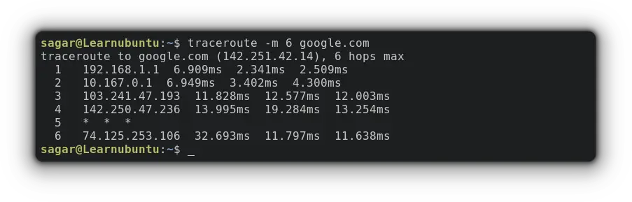 set maximum hop count in traceroute