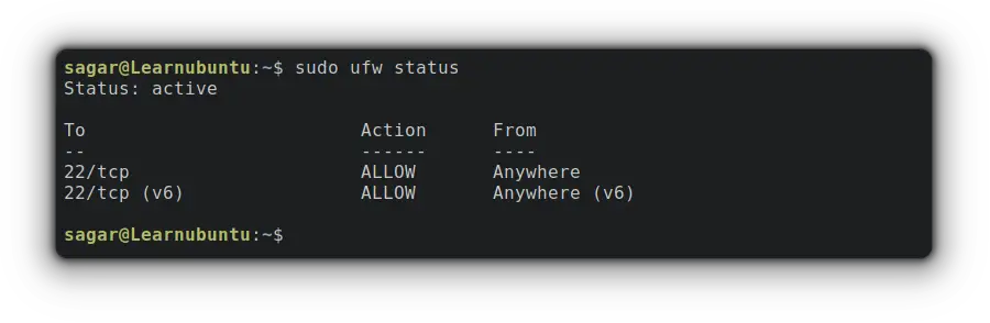 show ufw rules in ubuntu