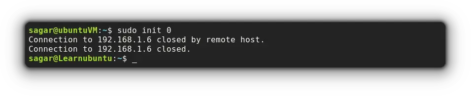 use init command to shutdown ubuntu server