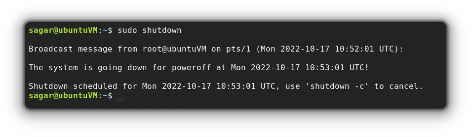 shutdown ubuntu server 