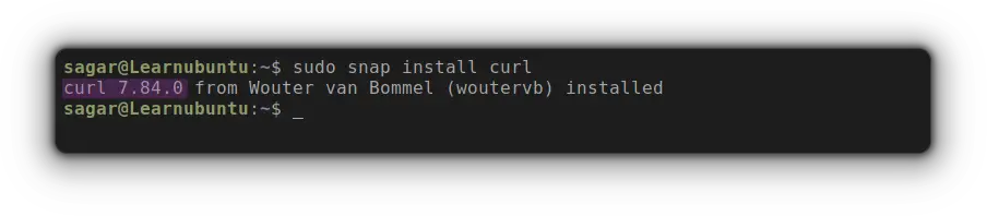 install curl using snap