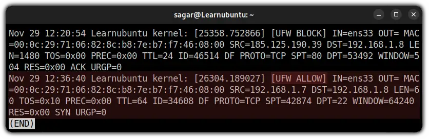 UFW ALLOW rule in logging