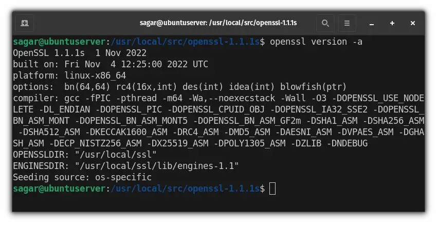check openssl version in ubuntu