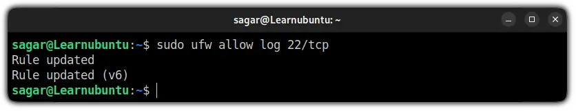 how to add logging rule in UFW firewall in ubuntu