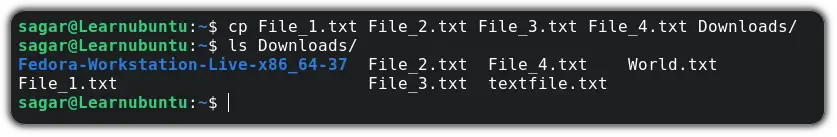 how to copy multiple files in ubuntu