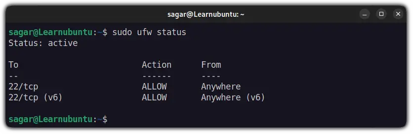 list ufw firewall rules in ubuntu 