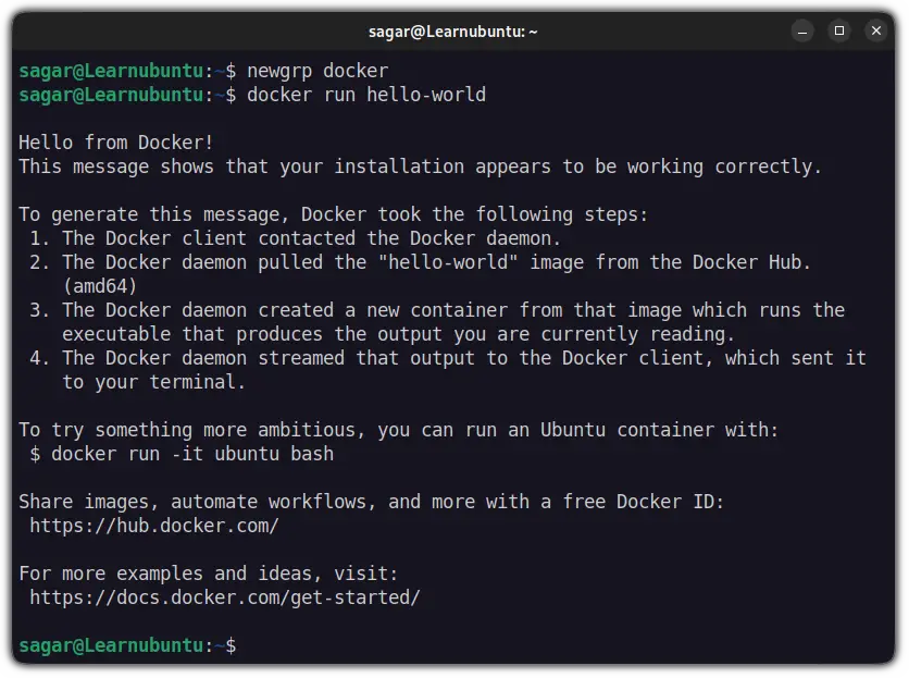 use docker without sudo in ubuntu
