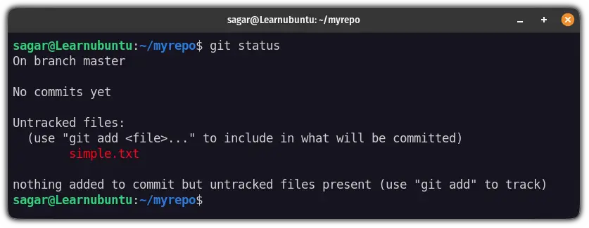 check git commit status in ubuntu