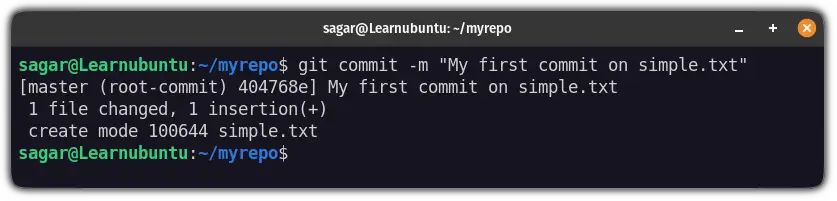 commit a file in git using ubuntu