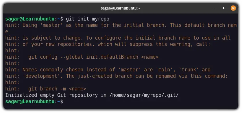 create git repository in ubuntu