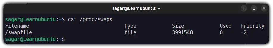 find the location of swap file in ubuntu