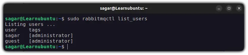 list users for RabbitMQ in ubuntu