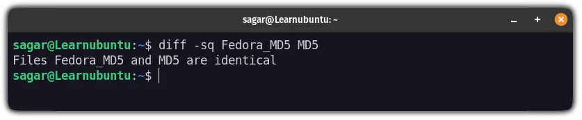 verify md5 checksum in ubuntu terminal