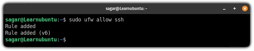 allow ssh from ufw firewall in ubuntu
