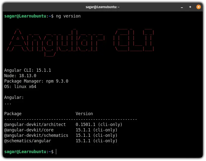 check installed version of angular on ubuntu