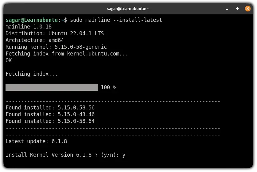 install the latest mainline kernel in ubuntu