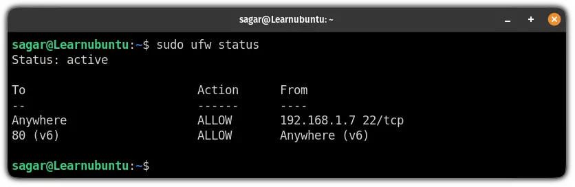 list availabe ufw firewall rules in ubuntu