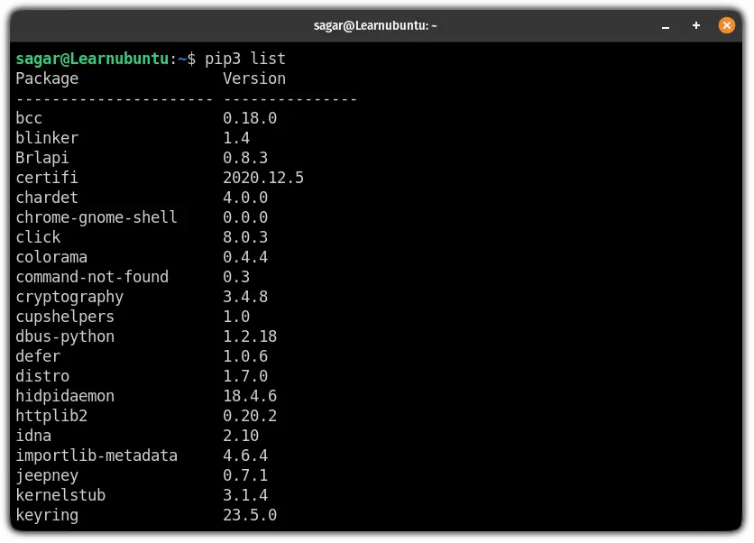list installed pip packages in ubuntu