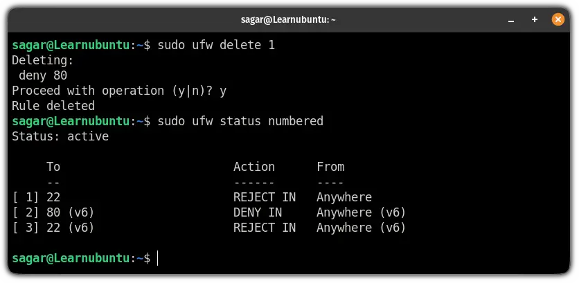 remove ufw rule from ubuntu