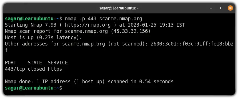 search for specif port using nmap on ubuntu