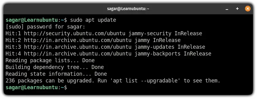 update repositories in ubuntu