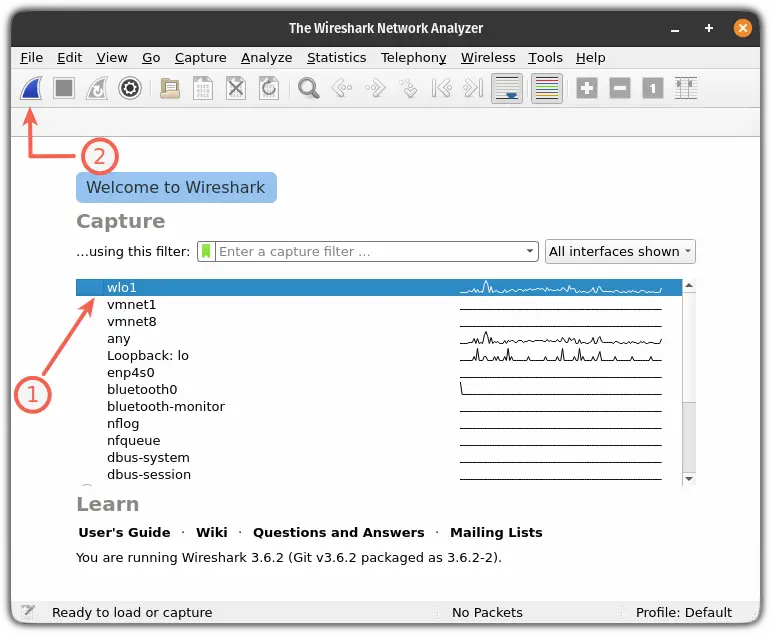 capture packets using wireshark