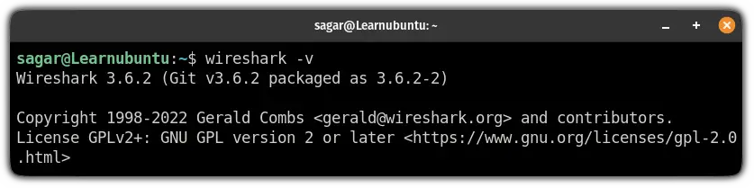 check the installed verison of Wireshark on Ubuntu