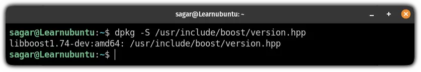 check the installed version of the boost library on ubuntu
