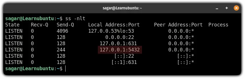 find listening ports on ubuntu