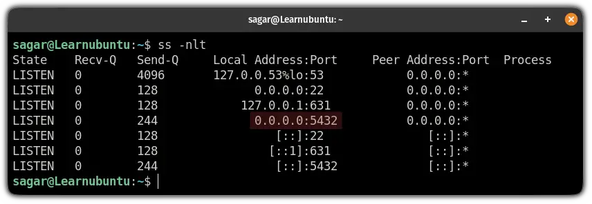 how to find listening ports on ubuntu