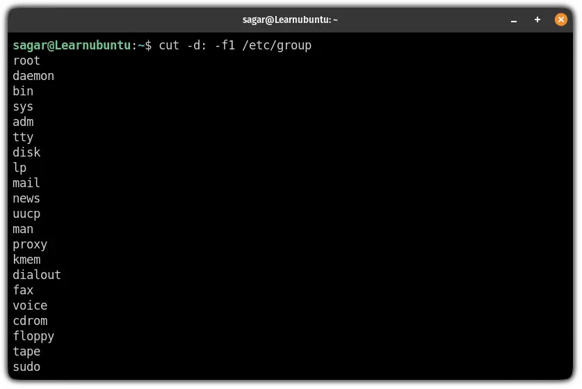 use the cut command to trim output in ubuntu terminal