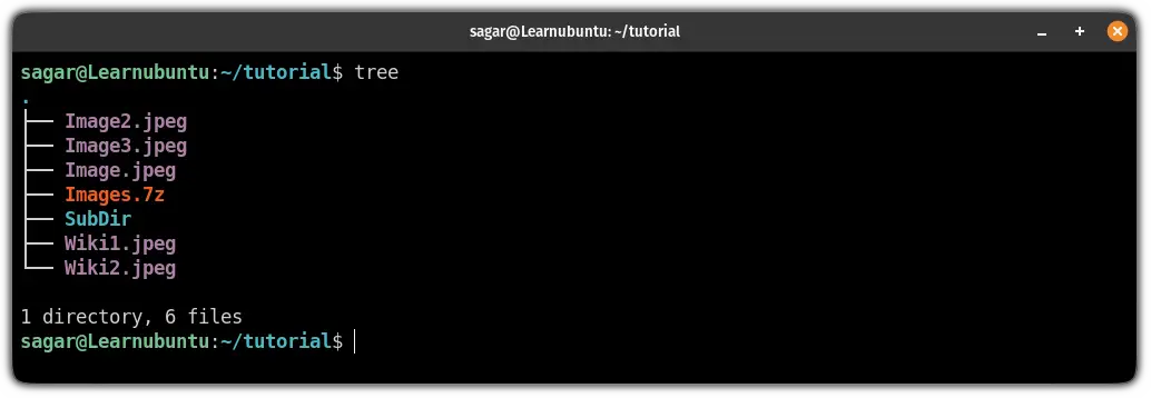 use tree command to check the file contents of the directory