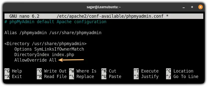 add override all option in phpmyadmin config file