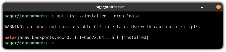 search for specific package from the list of the installed packages in ubuntu