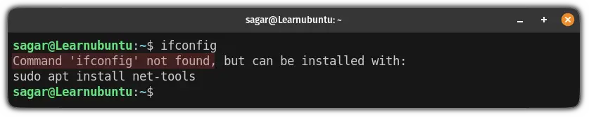 Command 'ifconfig' not found