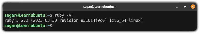 check the installed verison of ruby on ubuntu