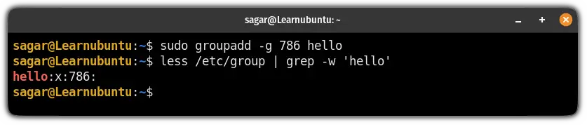 create a group with the specific group id in ubuntu