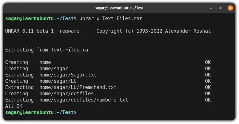 extract RAR files in their original directory structure