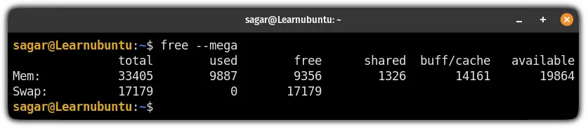 find available system memory in megabytes using the free command