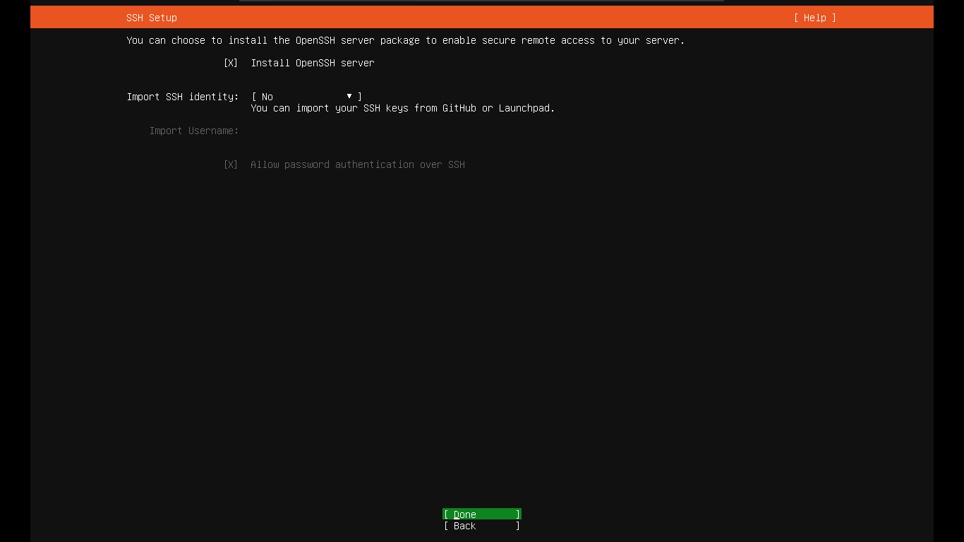 Install OpenSSH server while installing Ubuntu server in VM
