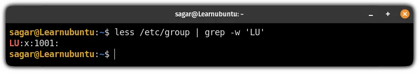 list all the groups and use the grep command to sort the output